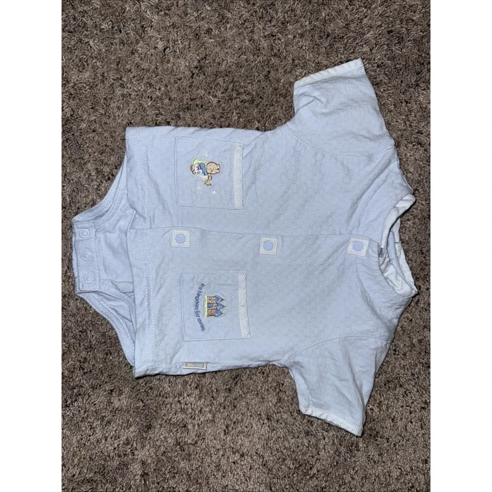 McBaby Baby Boys Blue‎ 2 pc. romper  outfit Size 6-9 months Kingdom Fairytale